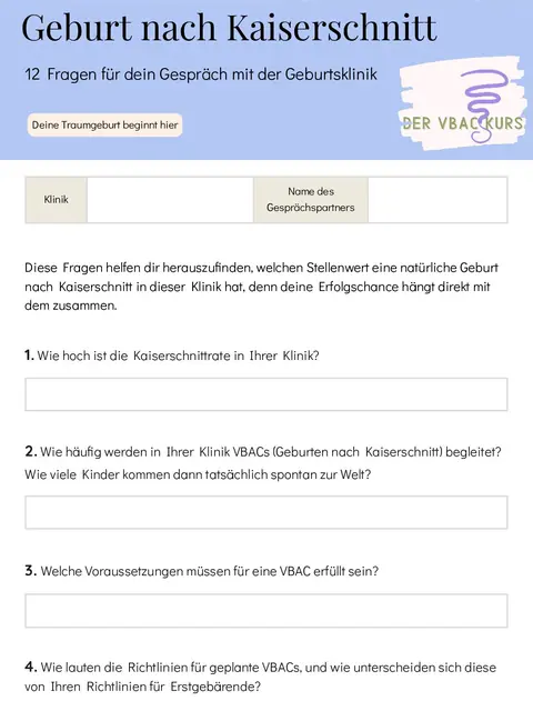 Vorschau des PDF «12 Fragen für dein Gespräch mit der Geburtsklinik»